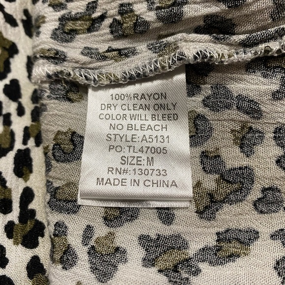 Umgee Leopard Shirt Dress Brown Raw Hem Button Front Short Sleeve Shift - Picture 11 of 11